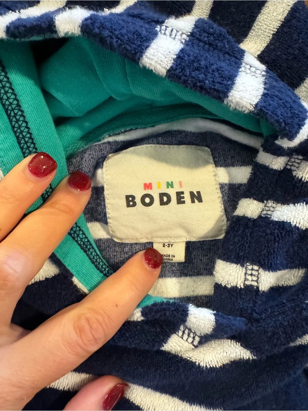 Mini Boden soft hooded
